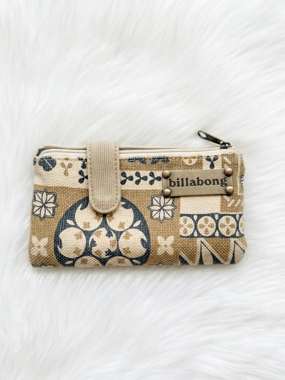 Vintage Billabong Canvas Zip Pouch Wallet Boho Surf Y2K